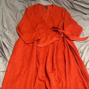 Elegant Orange Long Sleeve Dress